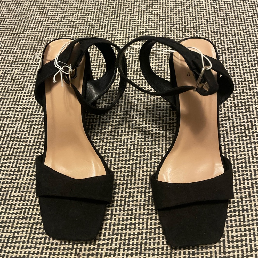 A New Day Black Heels Classic Suede Design